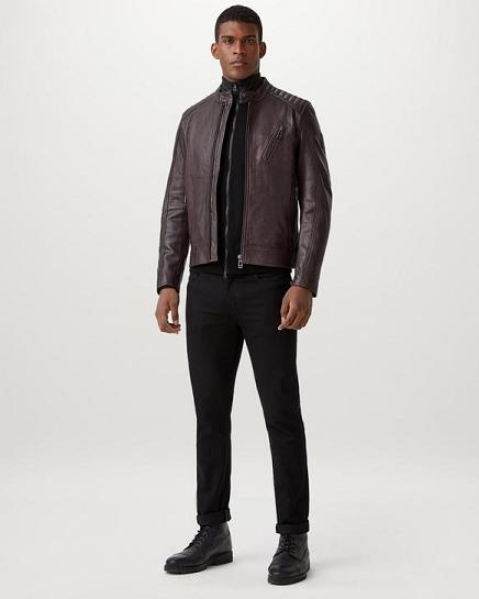 Veste Cuir Belstaff Homme V Racer Rouge France WI7039814